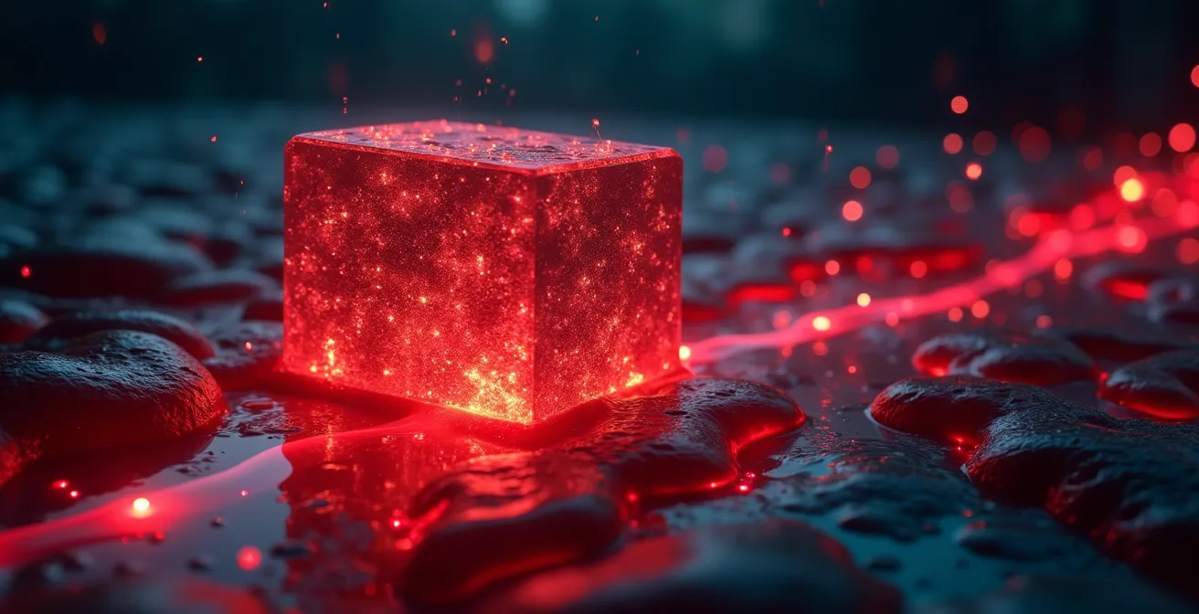 Illustration symbolique représentant la liquidité comme le sang vital circulant dans les veines d'une entreprise dynamique