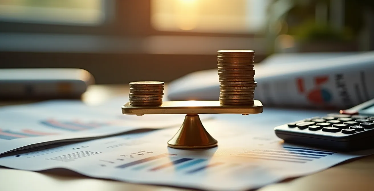 Graphiques comparatifs de frais de courtage avec calculatrice et documents financiers