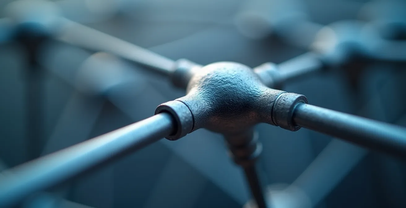 Vue macro de structures interconnectées symbolisant l'intégration fiscale