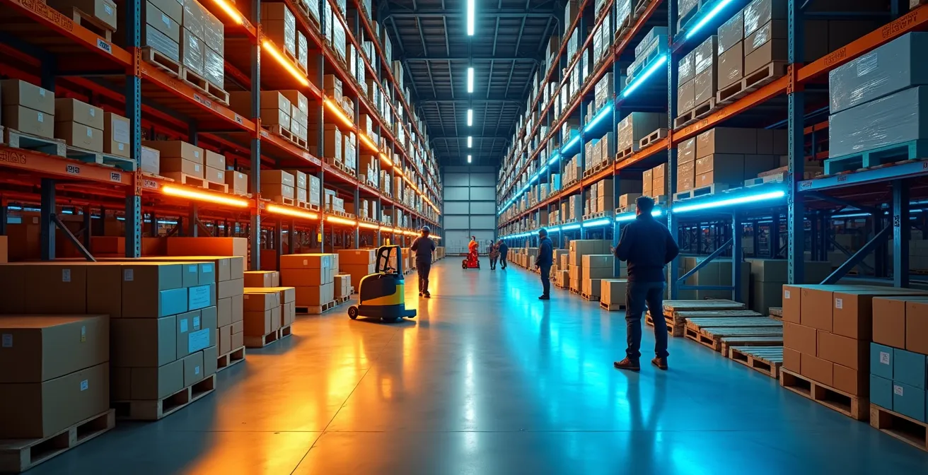 Organisation des rayonnages selon la méthode ABC avec zones colorées différenciées